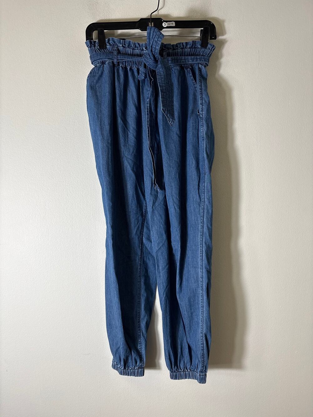 Cleobella Elastic Tie Waist Chambray Pants Sz XS